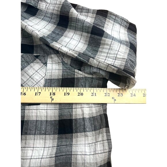 Zac & Rachel Womens Black & White Plaid Button-Up Long Sleeve Shirt Size Large - Picture 4 of 13
